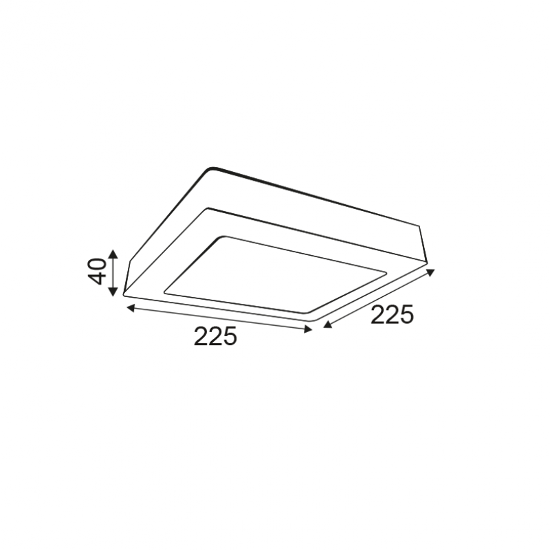 P/O SQUARE W CEIL.LED SLIMPANEL 20W 3000K 1440Lm230V 225X225Ra80 NIKI2030SW