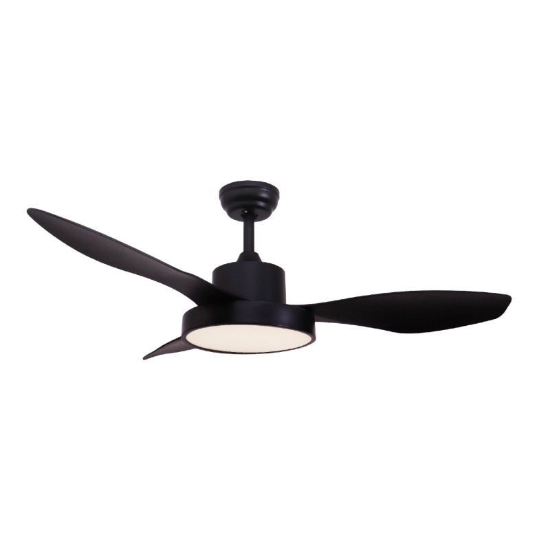 CEILING FAN WITH LIGHT DIM MAT BLACK 3 BLADES ABS REMOTE CONTROL TIMER LED 22W 40W FANRX48013B