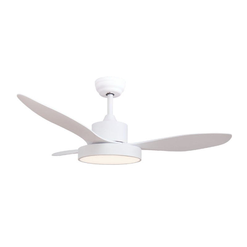 CEILING FAN WITH LIGHT DIM MAT WHITE 3 BLADES ABS REMOTE CONTROL TIMER LED 22W 40W FANRX48013W