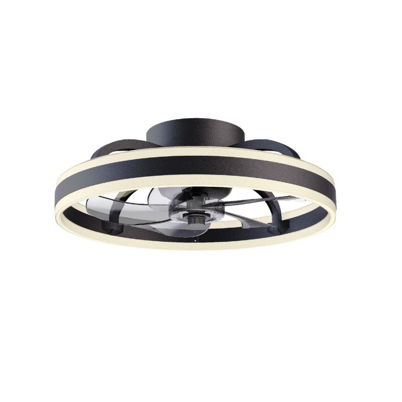 CEILING FAN DIM BLACK-WHITE WITH 5 BLADES ABS REMOTE CONTROL&TIMER LED 30W 3100L DC 15W 500mm FAN3231458