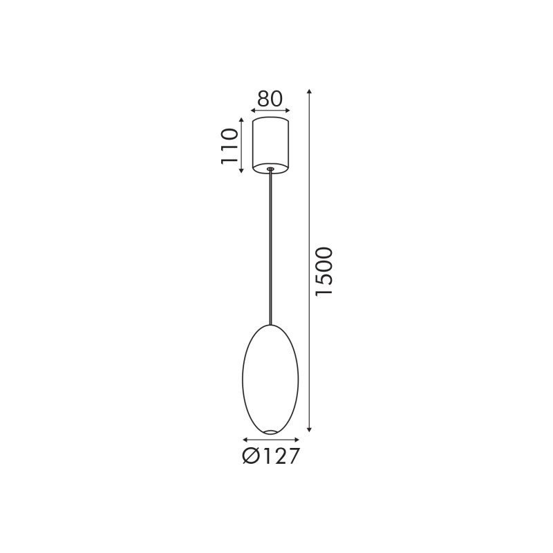 ELLITON- PENDANT LAMP SAND BLACK ALUMINIUM LED SMD  4W 2700KK 280LM IP20 Φ127x1500mm BD384PBK