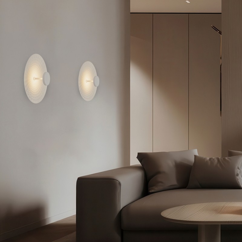 LOFTY-WALL LAMP SAND WHITE ALUMINIUM LED SMD 8W 2700Κ 560LM IP20 Φ300x113mm BD379A300CWH
