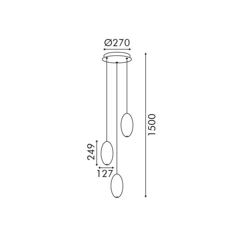 ELLITON- PENDANT LAMP  SAND GOLD ALUMINIUM LED SMD   12W 2700K 840LM IP20 Φ367x1500mm BD384D3PGD