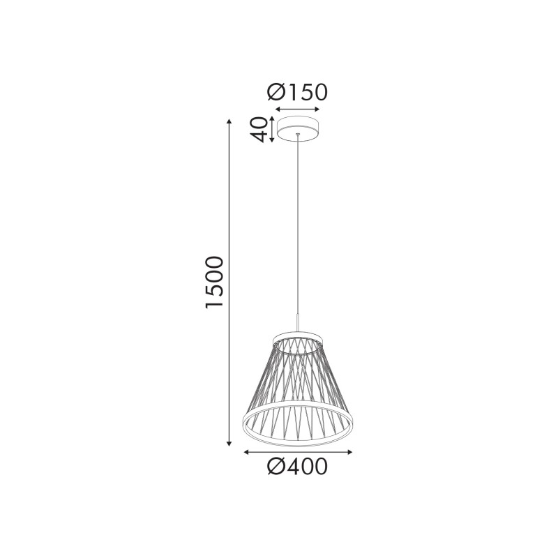 VENTI-PENDANT LAMP BRUSHED GREY/LIGHT CHAMPANE ALUMINIUM LED SMD 20W CCT SWITCH 1260LM IP20 Φ400x1500mm BD343400PGC