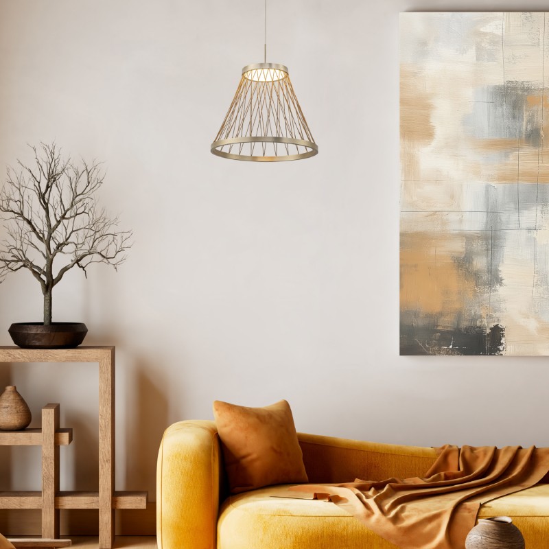 VENTI-PENDANT LAMP BRUSHED GREY/LIGHT CHAMPANE ALUMINIUM LED SMD 20W CCT SWITCH 1260LM IP20 Φ400x1500mm BD343400PGC