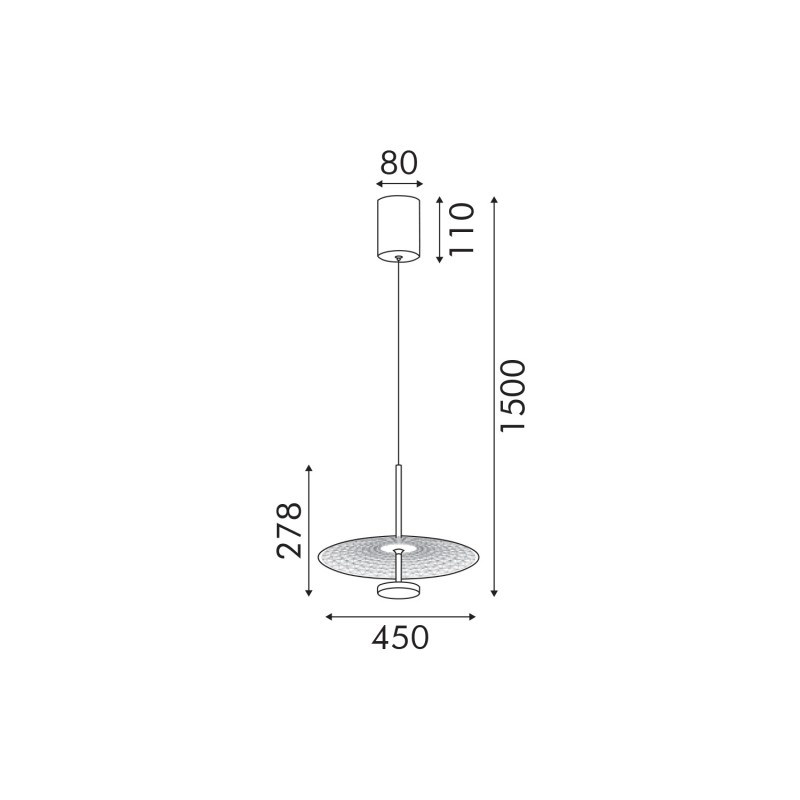 LOFTY- PENDANT LAMP SAND GOLD ALUMINIUM LED SMD 8W 2700Κ 560LM IP20 Φ300x1500mm BD379A300PGD