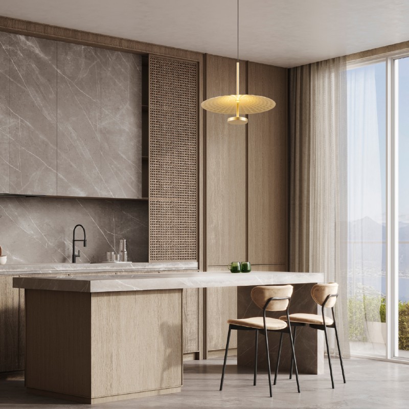 LOFTY- PENDANT LAMP SAND GOLD ALUMINIUM LED SMD 8W 2700Κ 560LM IP20 Φ300x1500mm BD379A300PGD