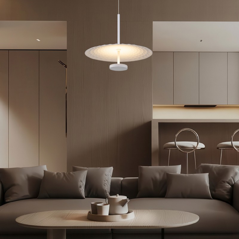 LOFTY- PENDANT LAMP SAND GOLD ALUMINIUM LED SMD 12W 2700Κ 912LM IP20 Φ450x1500mm BD379A450PWH