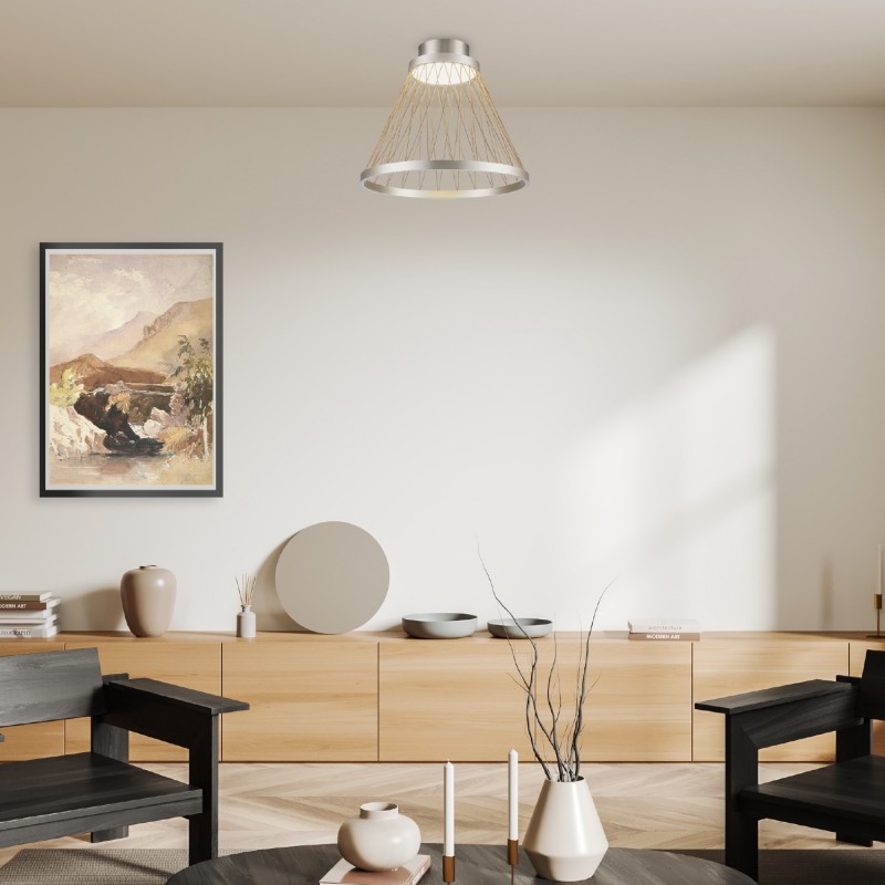 VENTI- CEILING LAMP BRUSHED GREY/LIGHT CHAMPANE ALUMINIUM LED SMD 20W CCT SWITCH 1260LM IP20 Φ400x345mm BD343400CGC