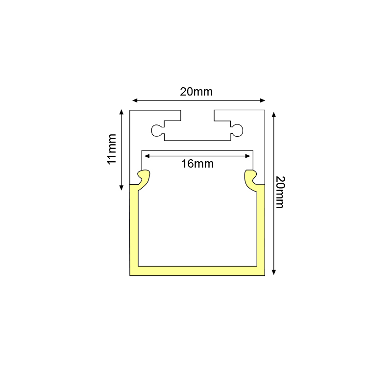 PEND ALUMINUM PROFILE WITH OPAL PC DIFFUSER 2m/pc P28NU