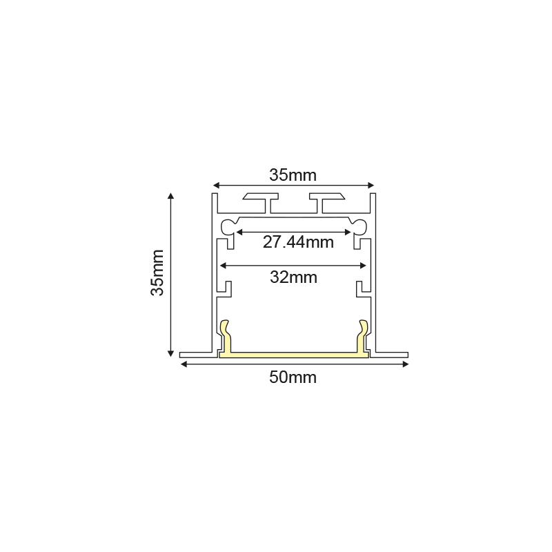 VYLO ALUMINUM PROFILE WITH OPAL PC DIFFUSER 3m/pc P211U