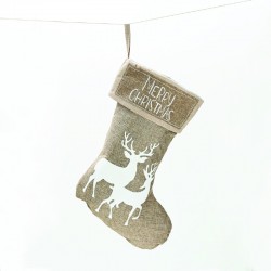 XMAS STOCKING DARK BEIGE DECORATIVE (REINDEERS) 26 47cm X071174