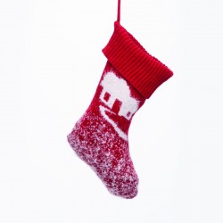 XMAS STOCKING RED COLOR DECORATIVE (HOUSE) 20 46cm X071277