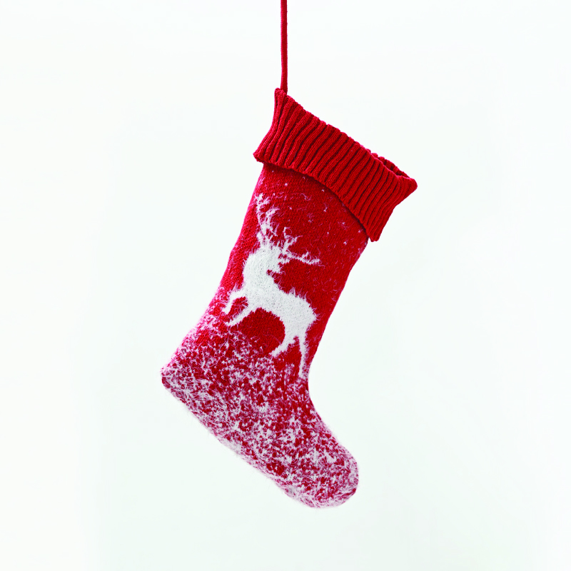 XMAS STOCKING RED COLOR DECORATIVE (REINDEER) 20 46cm X071278