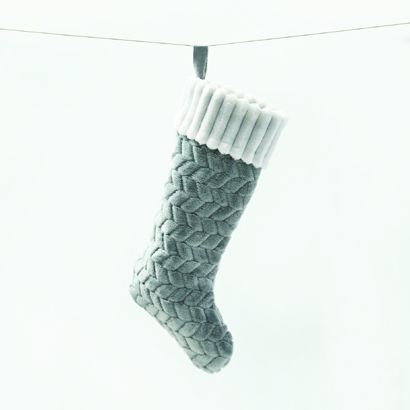 XMAS STOCKING VELVET GREY COLOR WHITE FUR DECORATIVE 20,5 44,5cm X071482 XMAS STOCKING VELVET GREY COLOR WHITE FUR DECORATIVE 20,5 44,5cm X071482