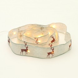 WHITE RIBBON WITH REINDEERS 20 LED COPPER WIRE WW SILVER CABLE BATT  2XAA(NOT INCL) IP20 2m 30cm LEAD WIRE 1.2W X07201189