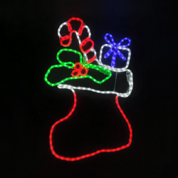 SOCK WITH PRESENT 252 LED MOTIF 7m 2-WIRE ROPE LIGHT, MULTICOLOR STEADY IP65 53 78cm 1.5m LEAD WIRE X082523526