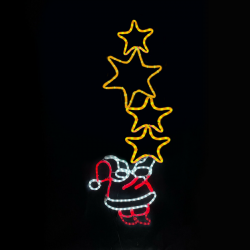 SANTA WITH STARS 336 LED MOTIF 9,35m 2-WIRE ROPE LIGHT, MULTICOLOR FLASH IP65 49 144cm 1.5m LEAD WIRE X083363225