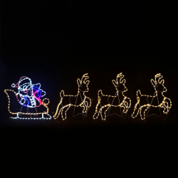 REINDEER WITH SLEIGH 504 LED MOTIF 21m 2-WIRE ROPE LIGHT, MULTICOLOR FLASH IP65 63 57cm  amp  63 75cm, 1.5m LEAD WIRE X085043218