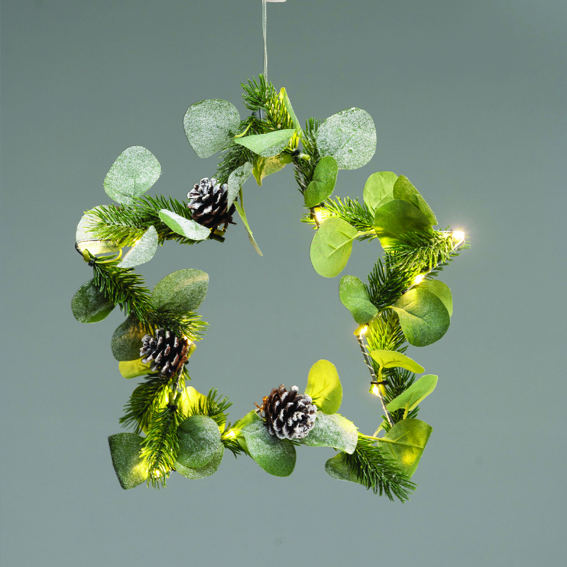 STAR WITH PINES DECORATIVE HANGING 20 LED WW BATT 3ΧΑΑ (NOT INCL) IP20  DIAM 30cm 30cm LEAD CABLE X093018