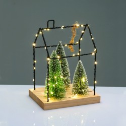 METAL HOUSE WITH TREES DECORATIVE HANGING 55 LED WW BATT 3ΧΑΑΑ (NOT INCL) IP20  16.5 12 22cm X09551111
