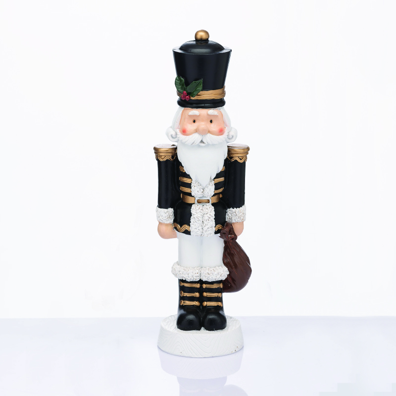 NUTCRACKER RESIN SOLDIER WITH MISTLETOE  BLACK 23cm X1523308