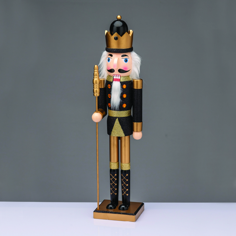 NUTCRACKER KING WITH SCEPTER  BLACK 30cm X153019