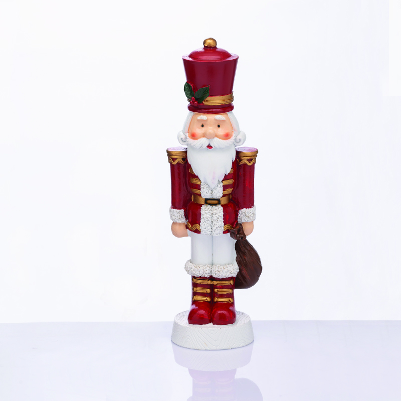 NUTCRACKER RESIN SOLDIER WITH MISTLETOE  RED 23cm X1532308