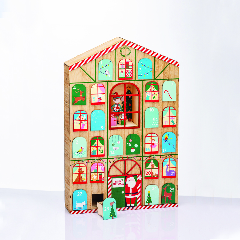 WOODEN HOUSE CALENDAR WITH DRAWERS DECORATIVE 39x8.5x60cm X156006 WOODEN HOUSE CALENDAR WITH DRAWERS DECORATIVE 39x8.5x60cm X156006