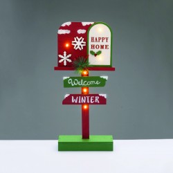 WOODEN XMAS SIGN WELCOME WINTER 6 LED WW DECORATIVE BATT 2XAAA IP20 18x6x39.5cm X156105
