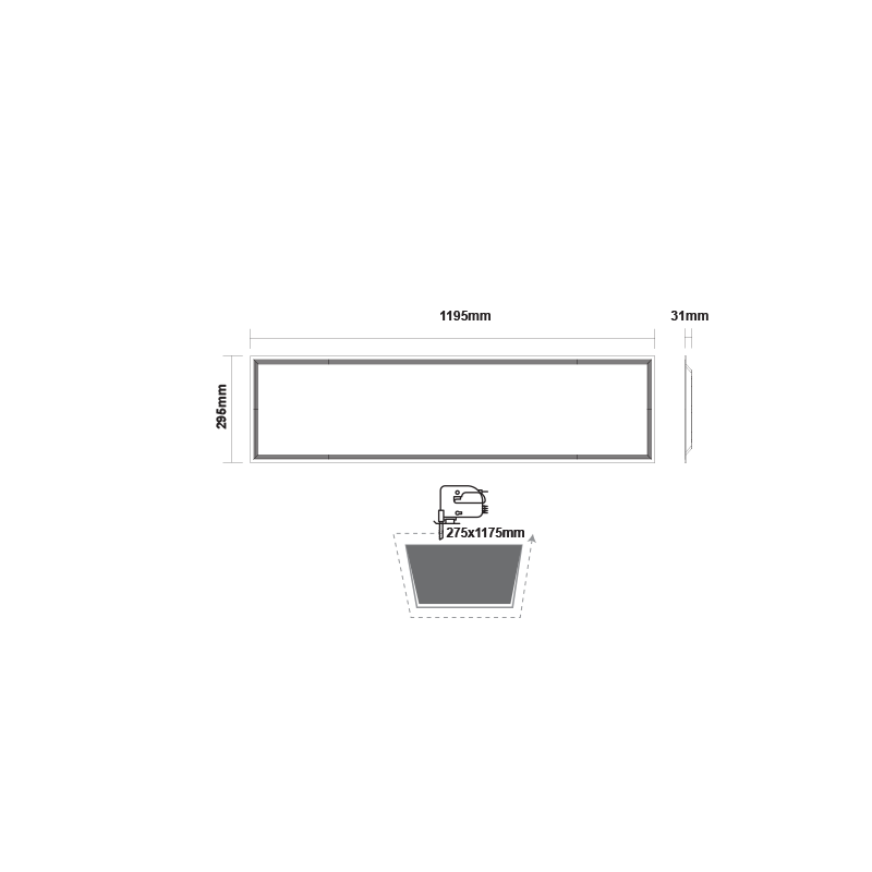 NETTO LED PANEL 48W 295X1195X31mm 3000K 3920Lm 230V AC Ra80 ALE301204830