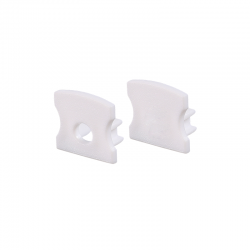 SET OF WHITE PLASTIC END CAPS FOR PROFILE P113, 1 WITHOUT HOLE   1 WITH HOLE EP113