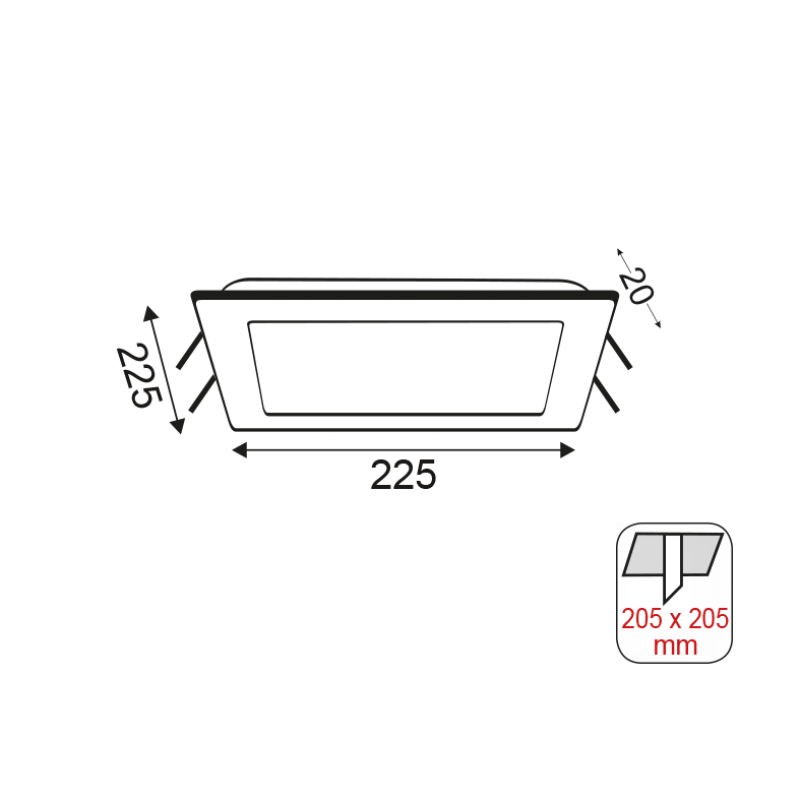 NETTO LED SQUARE PC SLIM PANEL 20W 3000K 1440Lm230V 225X225 Ra80 MARA2030SW NETTO LED SQUARE PC SLIM PANEL 20W 3000K 1440Lm230V 225X225 Ra80 MARA2030SW