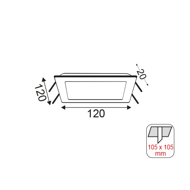 NETTO LED SQUARE PC SLIM PANEL 8W 3000K 490Lm 230V 120X120 Ra80 MARA830SNM