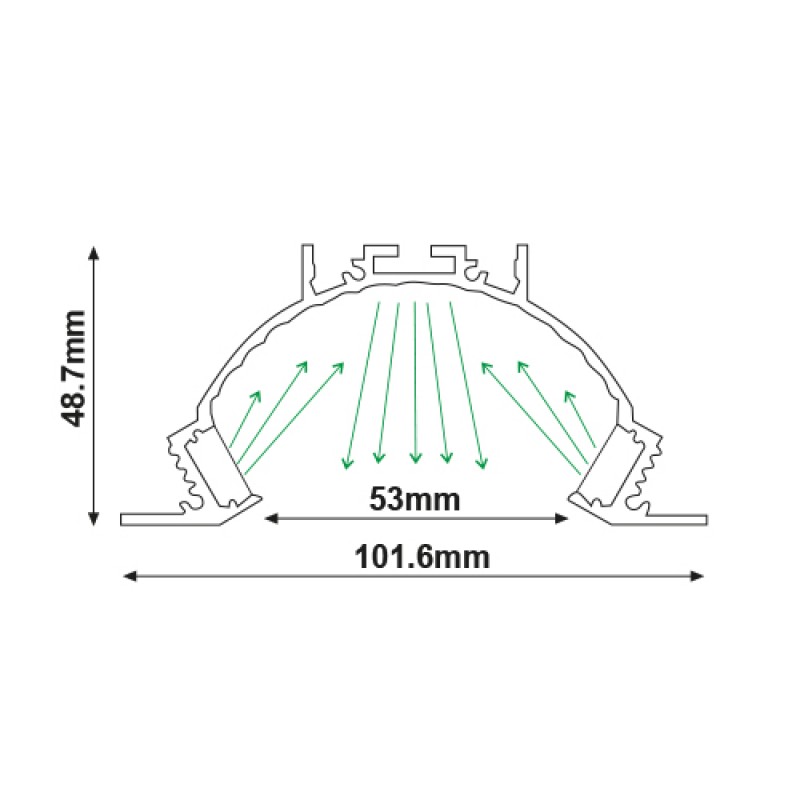 NETTO Allumin. Profile LUNA indirect light PC semi clear diffuser P59