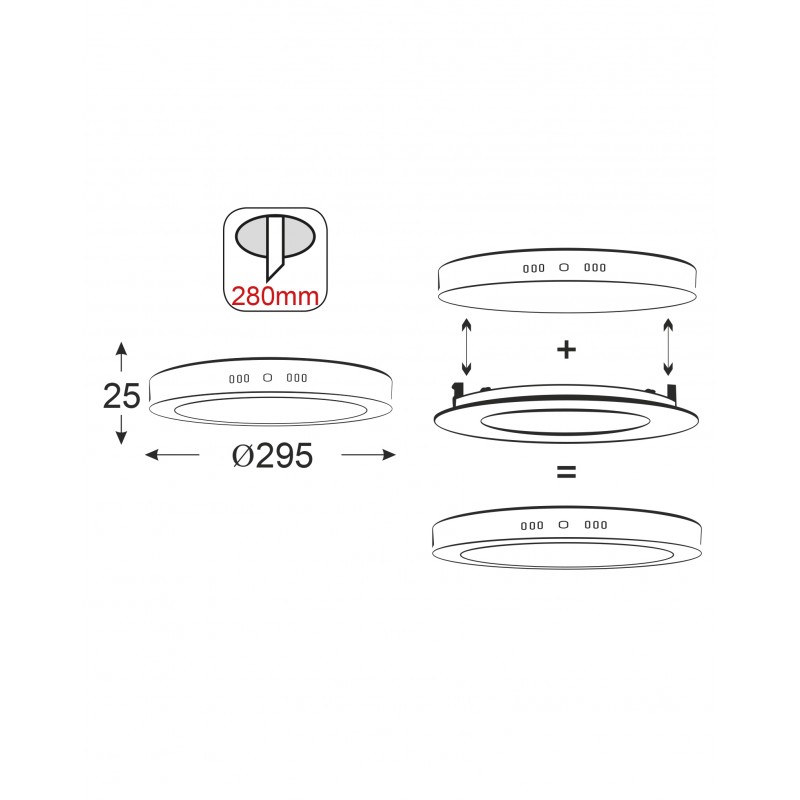 NETTO SILVER LED ROUND PC SLIM PANEL 26W 3000K 1830Lm230V Φ295Ra80 STHERON2630R NETTO SILVER LED ROUND PC SLIM PANEL 26W 3000K 1830Lm230V Φ295Ra80 STHERON2630R