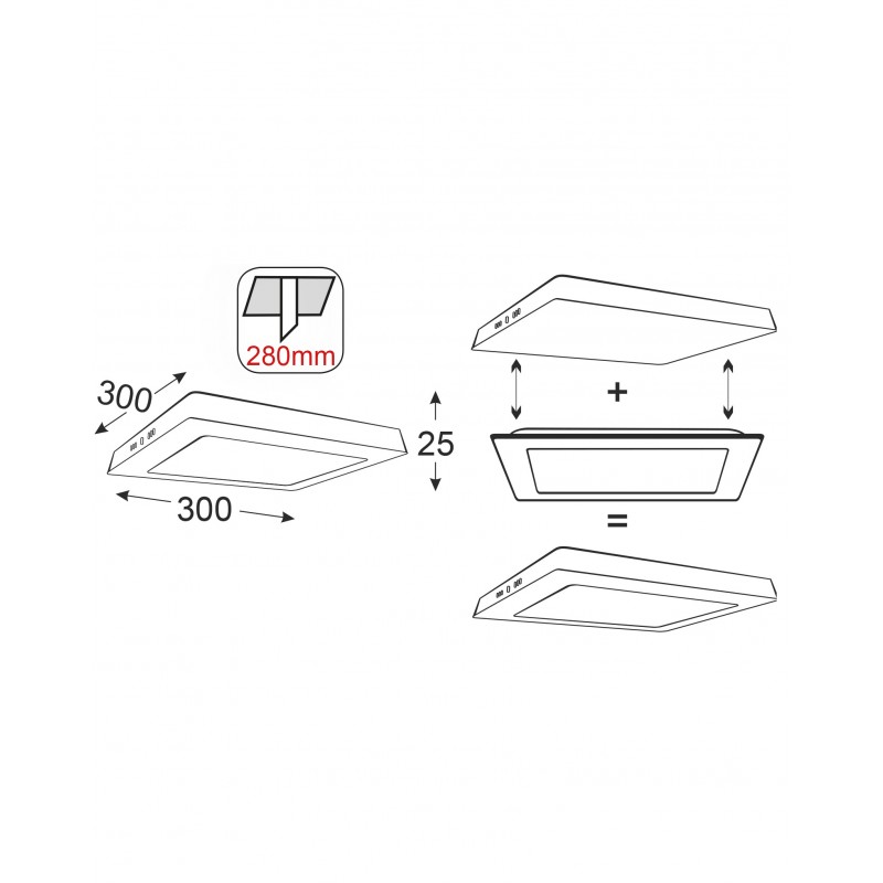 NETTO SILVER LED SQUARE SLIMPANEL 26W 6000K 1900Lm230V 300X300Ra80 STHERON2660S NETTO SILVER LED SQUARE SLIMPANEL 26W 6000K 1900Lm230V 300X300Ra80 STHERON2660S