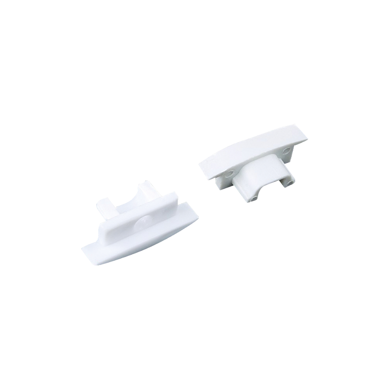 SET OF WHITE PLASTIC END CAPS FOR P108, 1PC WITH HOLE   1PC WITHOUT HOLE EP108