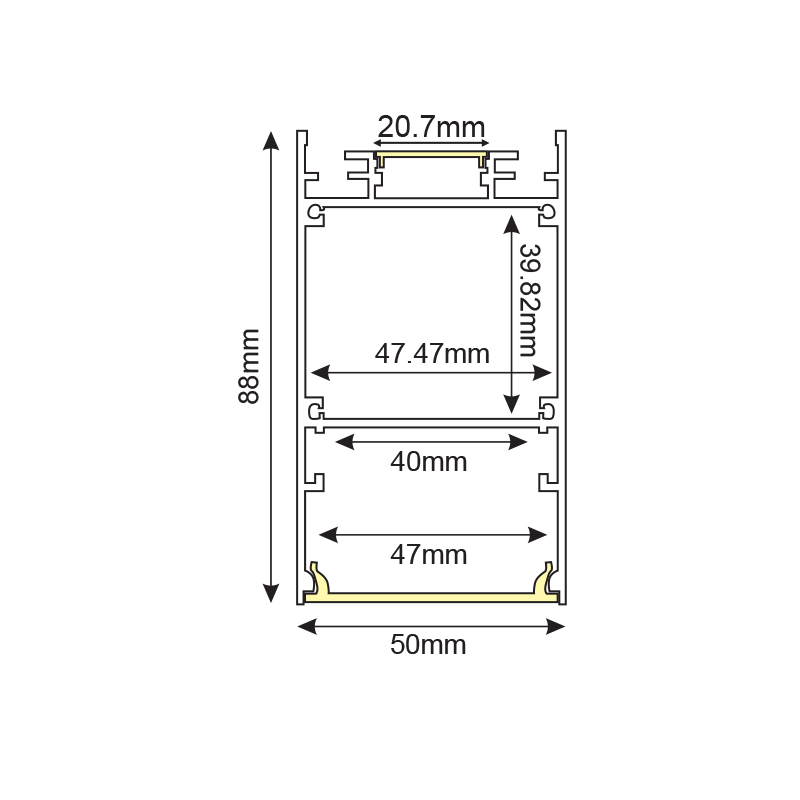 SIEN ALUMINUM PROFILE P288 WITH OPAL PC DIFFUSER 2m/pc P288