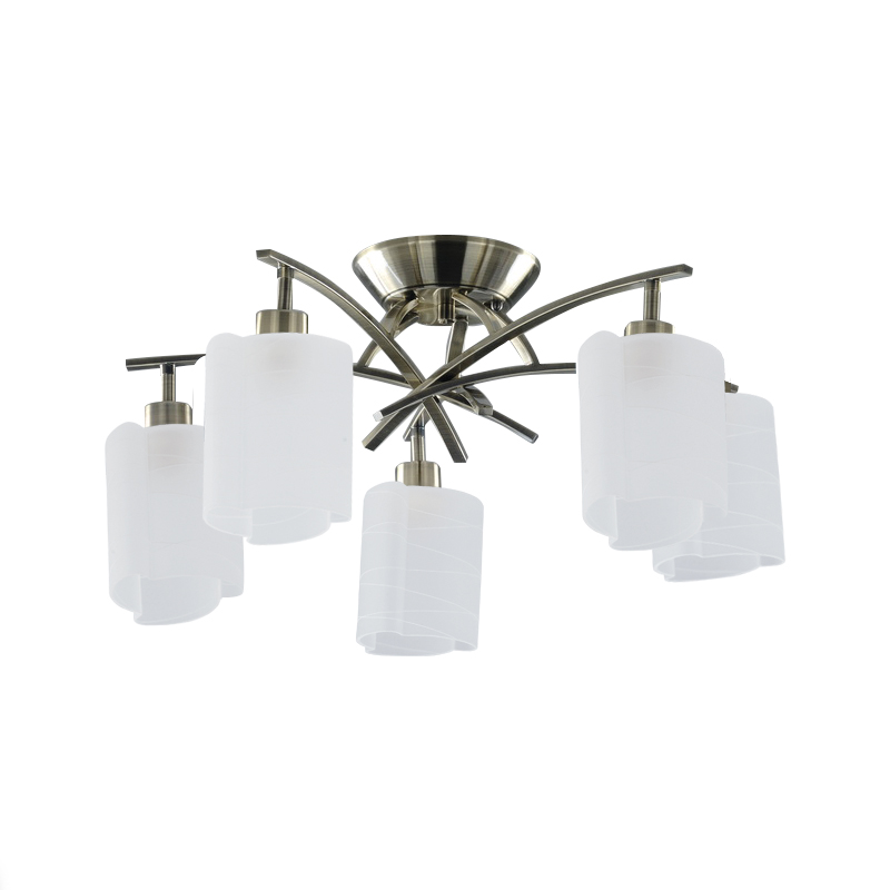 NETTO CEILING BRASS 5ΧE27 WHITE GLASS TNK85332BR5H