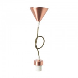 NETTO SUSPENSION COPPER METAL BASE OLIVE GREEN FABRIC CABLE Ε27 2800CG NETTO SUSPENSION COPPER METAL BASE OLIVE GREEN FABRIC CABLE Ε27 2800CG