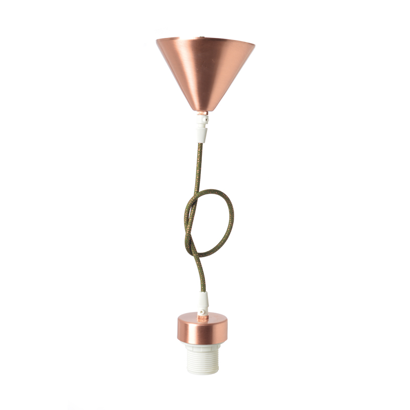 NETTO SUSPENSION COPPER METAL BASE OLIVE GREEN FABRIC CABLE Ε27 2800CG NETTO SUSPENSION COPPER METAL BASE OLIVE GREEN FABRIC CABLE Ε27 2800CG