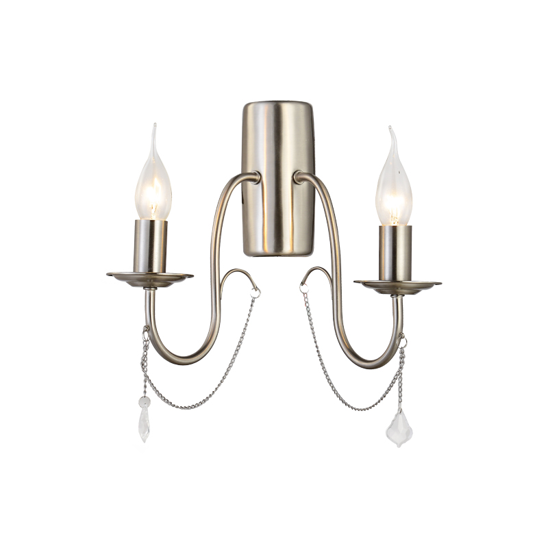 NETTO WALL MOUNTED 2XE14 METAL NICKEL+CRYSTAL+CHAIN 17,5X31,5X31,7CM DLA12652WSN
