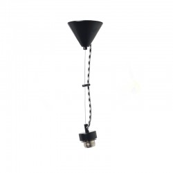 NETTO SUSPENSION - BLACK METAL BASE WHITE-BLACK FABRIC CABLE Ε27 2700BBW NETTO SUSPENSION - BLACK METAL BASE WHITE-BLACK FABRIC CABLE Ε27 2700BBW