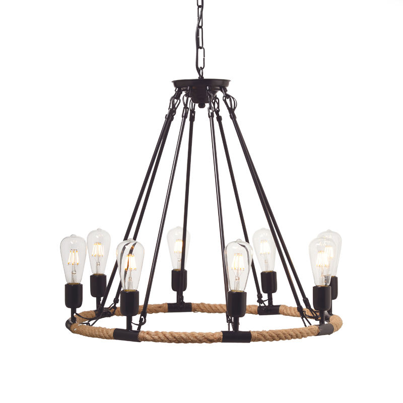 NETTO PENDANT 8XE27 BLACK METAL ROTONDA+ROPE Φ60ΧΗ140CM 853608PBR NETTO PENDANT 8XE27 BLACK METAL ROTONDA+ROPE Φ60ΧΗ140CM 853608PBR