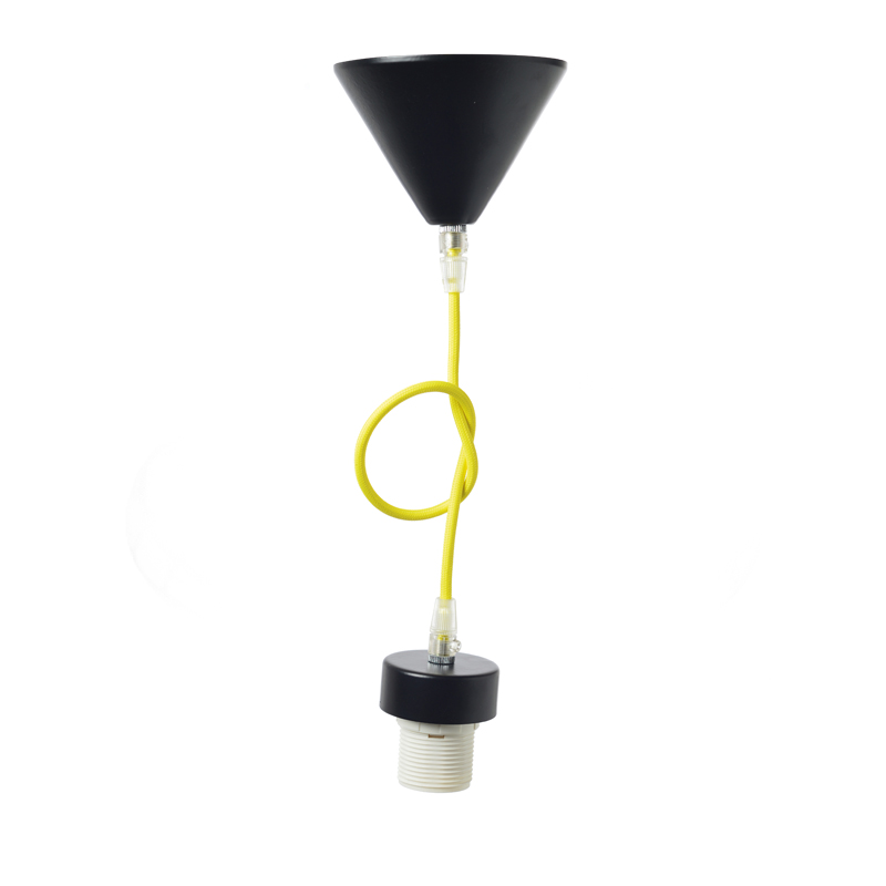 NETTO SUSPENSION BLACK METAL BASE   YELLOW FABRIC.CABLE Ε27 2800BY