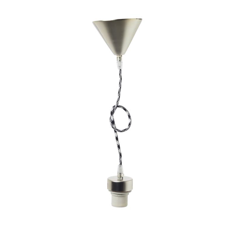 NETTO SUSPENSION NICKEL MAT METAL BASE   BLACK-WHITE FABRIC CABLE Ε27 2800NBW