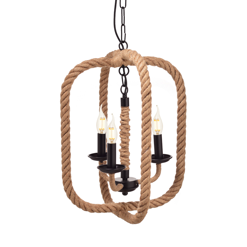 NETTO PENDANT 3XE14 METAL BLACK RECTANGLE+ROPE 40Χ40ΧΗ120CM 563403PRT