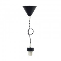 NETTO SUSPENSION BLACK METAL BASE WHITE FABRIC CABLE Ε27 2800BW NETTO SUSPENSION BLACK METAL BASE WHITE FABRIC CABLE Ε27 2800BW