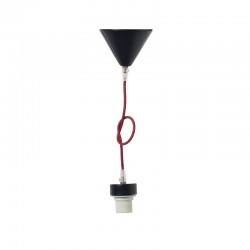 NETTO SUSPENSION BLACK METAL BASE RED FABRIC CABLE Ε27 2800BR NETTO SUSPENSION BLACK METAL BASE RED FABRIC CABLE Ε27 2800BR